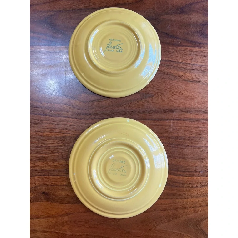 Genuine Fiesta Ware Yellow Saucer Set‎ of 2 vintage
